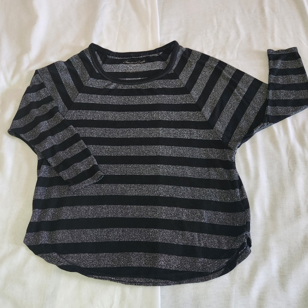 Striped Black and Gray Top